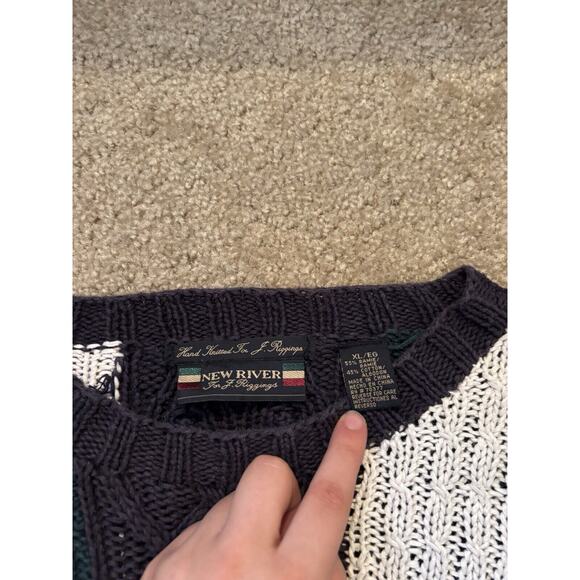 VTG New River For J. Riggings Hand Knitted Cable Knit Heavy Men's Sweater Sz XL - Picture 3 of 8